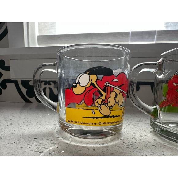 Vintage Set of 3 1978 McDonalds Garfield Odie Glass Coffee Mugs Cups Jim Davis - Picture 4 of 7